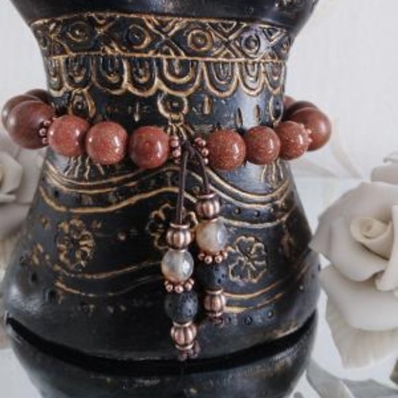 Stretch Bracelet~Sandalwood & Sandstone~ Truth & Discernment - Picture 3 of 6